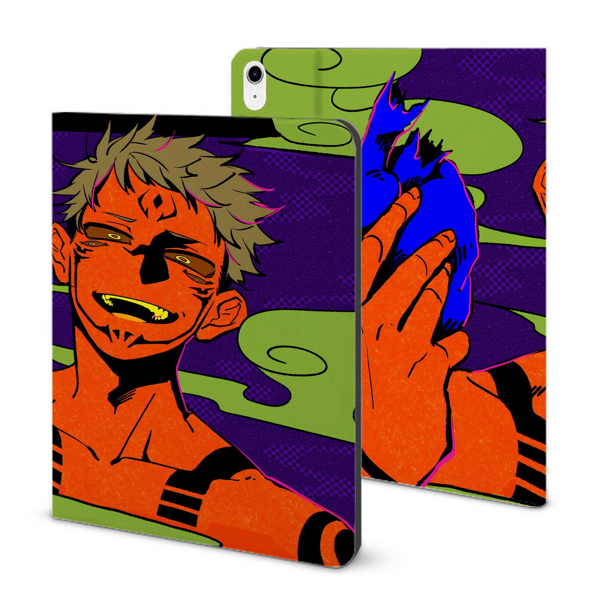 （画像用） 呪術廻戦 Jujutsu Kaisen IPad ケース ブック型 PUレザー TPU 耐衝撃 軽量 薄型 ペン収納なし 全面保護 IPad 各モデル対応